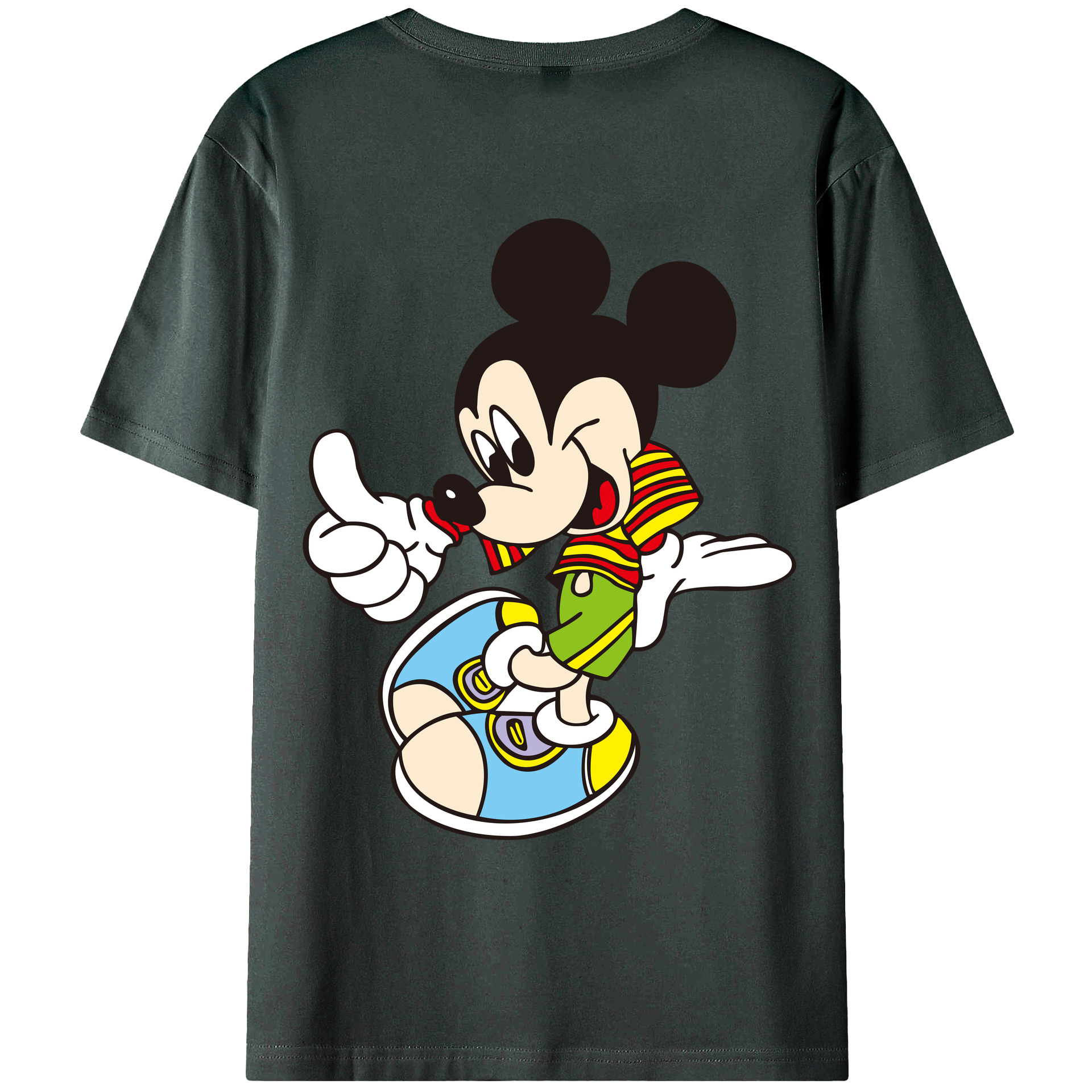 ミッキーマウス Mickey Mouse 綿100％ メンズ半袖Tシャツ（バックプリント） 通気性